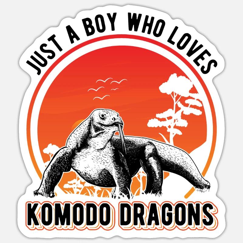 Komodowaran Mädchen Komodo Dragon Waran - Sticker Größe S (10 x 10 cm) - Mattweiß