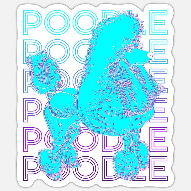 Caniche Rétro - Sticker taille S (10 x 10 cm) - blanc mat