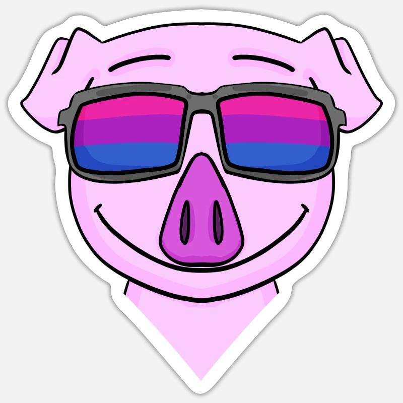 Bisexual Pig Gift - Sticker size S (10 x 10 cm) - white matte