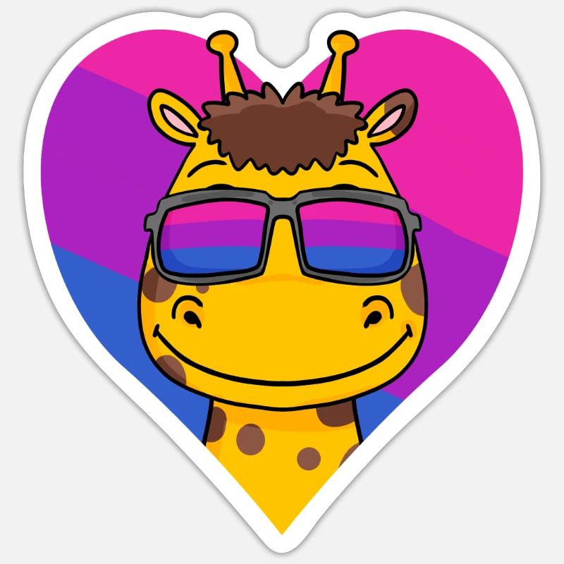 Bisexuell Giraffe Geschenk - Sticker Größe S (10 x 10 cm) - Mattweiß