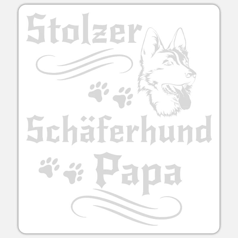 Stolzer Schäferhund Papa - Sticker Größe S (10 x 10 cm) - Mattweiß