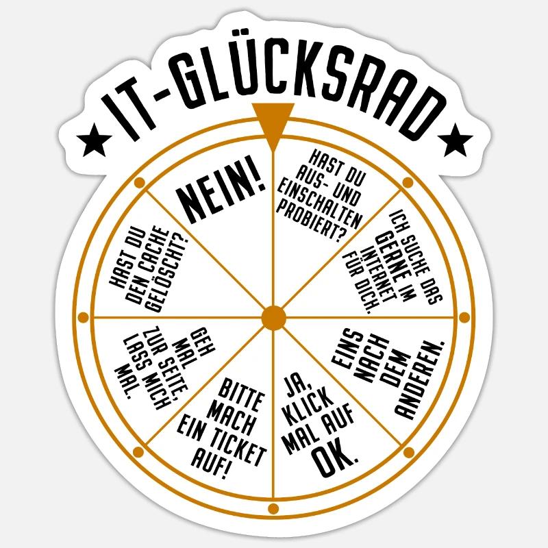 IT Support Glücksrad Service Desk IT Helpdesk Nerd Sticker Größe S (10 x 10 cm)