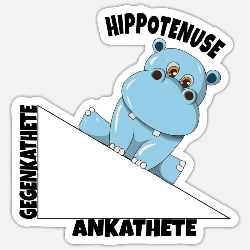 Mathe Hippotenuse Winkelfunktion Hypotenuse Hippo - Sticker Größe S (10 x 10 cm) - Mattweiß