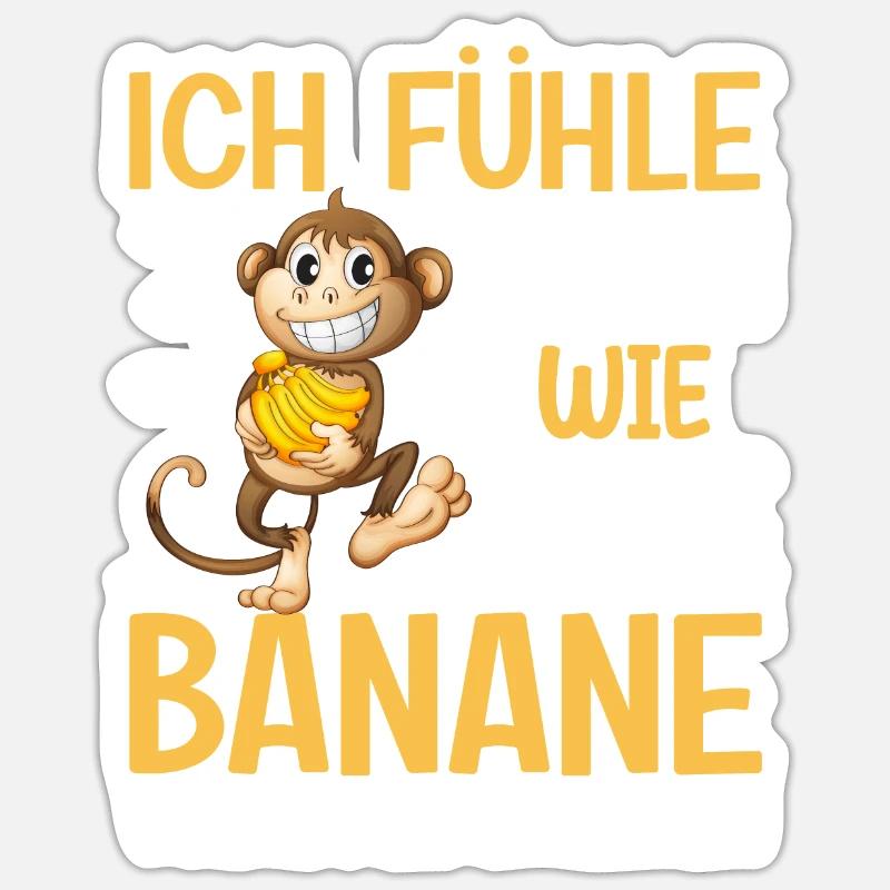 Banane Affe Arbeit Sarkasmus - Sticker Größe S (10 x 10 cm) - Mattweiß