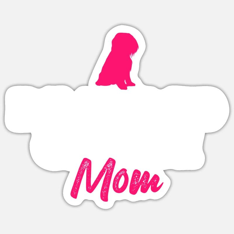 Bearded Collie mom - Sticker Größe S (10 x 10 cm) - Mattweiß
