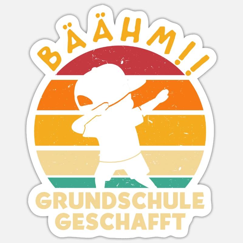 Bäähm Grundschule geschafft - Sticker Größe S (10 x 10 cm) - Mattweiß