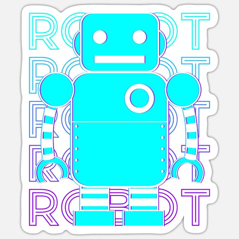 Robot Retro - Sticker size S (10 x 10 cm) - white matte