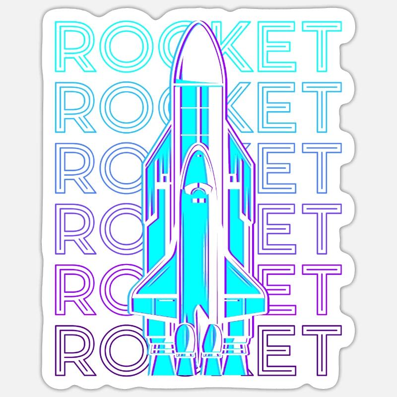 Rakete Raumschiff Space Shuttle Retro Sticker Größe S (10 x 10 cm)