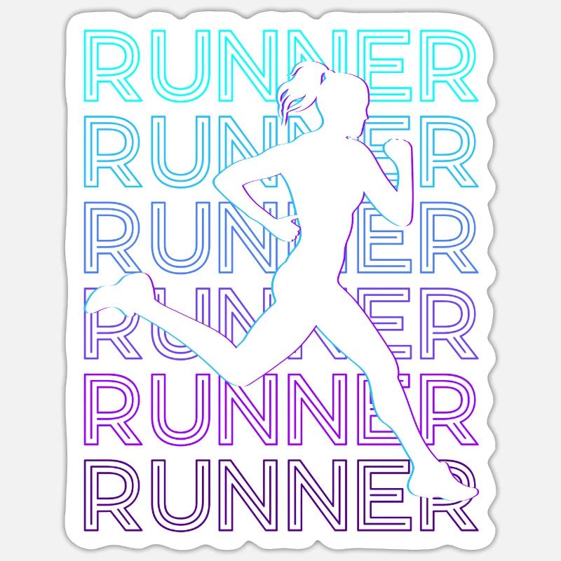 Runners Run Rétro - Sticker taille S (10 x 10 cm) - blanc mat