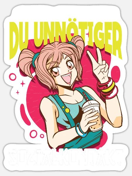 Anime Spruch Weeb Otaku - Sticker Größe S (10 x 10 cm) - Mattweiß