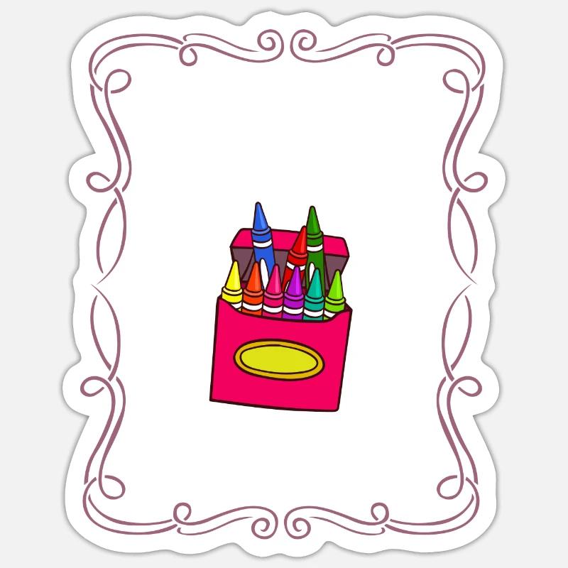 Buntstift Box Farbstift Wachs Fall Wachsmalstift Sticker Größe S (10 x 10 cm)