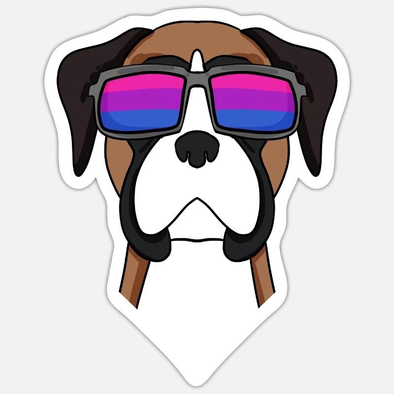 Bisexuell Deutscher Boxer Hund Geschenk - Sticker Größe S (10 x 10 cm) - Mattweiß