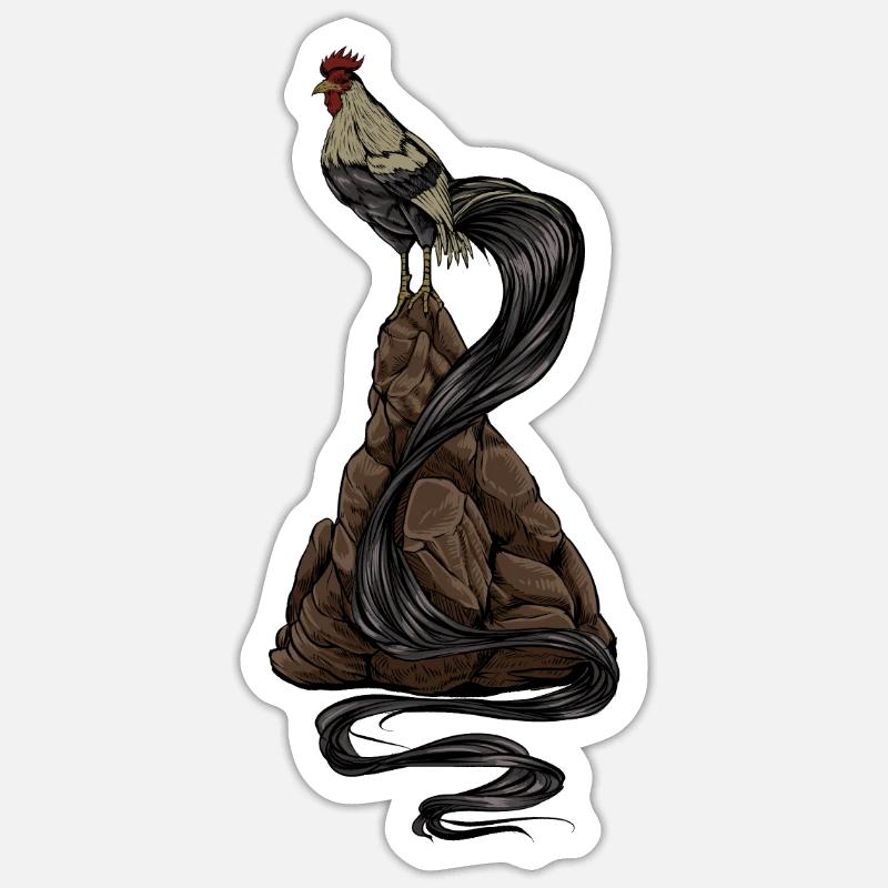 Dessin d’un Onagadori - Sticker taille S (10 x 10 cm) - blanc mat