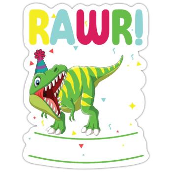 Dinosaur 5 years old 5th birthday party - Sticker size S (10 x 10 cm) - white matte - Front