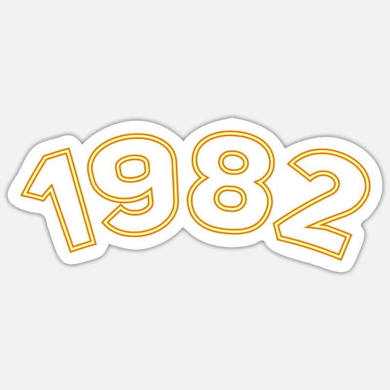 1982 Année Jaune - Sticker taille S (10 x 10 cm) - blanc mat