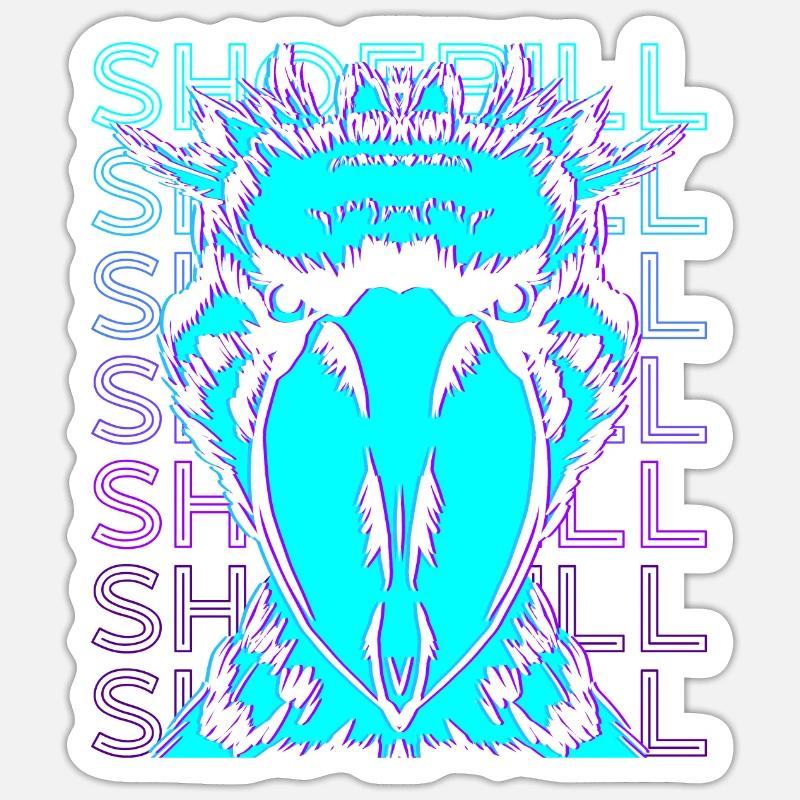 Shoebill Rétro - Sticker taille S (10 x 10 cm) - blanc mat