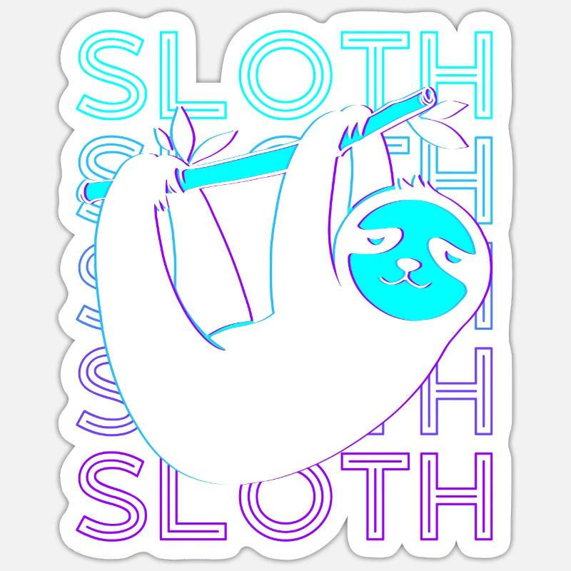 Faultier Retro - Sticker Größe S (10 x 10 cm) - Mattweiß