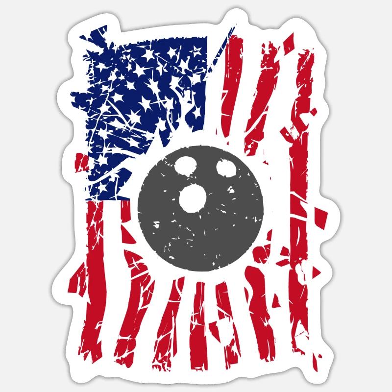 Bowling Torn American Flag - Sticker size S (10 x 10 cm) - white matte
