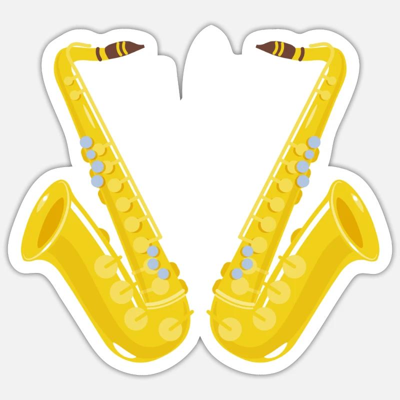 Saxophone Jazz - Sticker taille S (10 x 10 cm) - blanc mat
