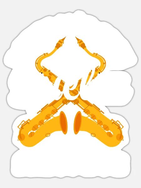 Echte Mädchen Spielen Saxophon - Sticker Größe S (10 x 10 cm) - Mattweiß