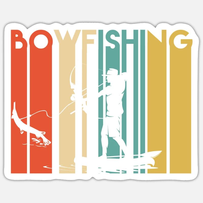 Retro Bogenfischen Sticker Größe S (10 x 10 cm)
