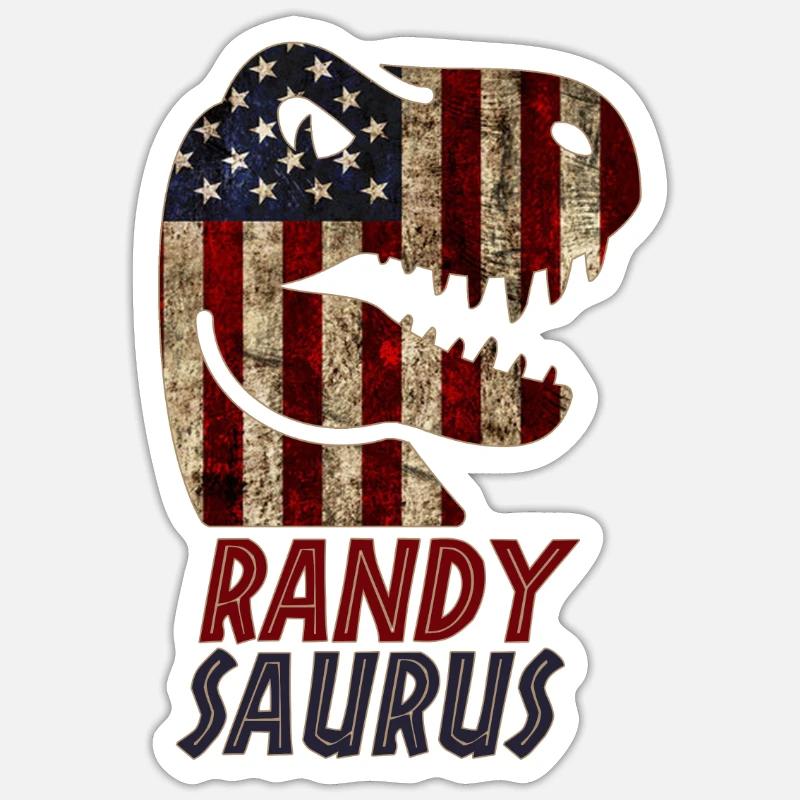 Patriotic Randy Dinosaur Randysaurus - Sticker size S (10 x 10 cm) - white matte