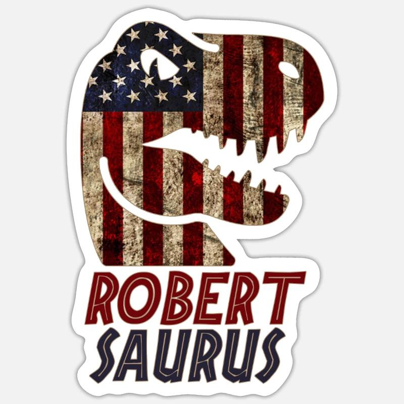 Patriote Robert Dinosaur Robertsaurus - Sticker taille S (10 x 10 cm) - blanc mat