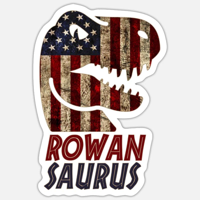 Patriotic Rowan Dinosaure Rowansaurus - Sticker taille S (10 x 10 cm) - blanc mat