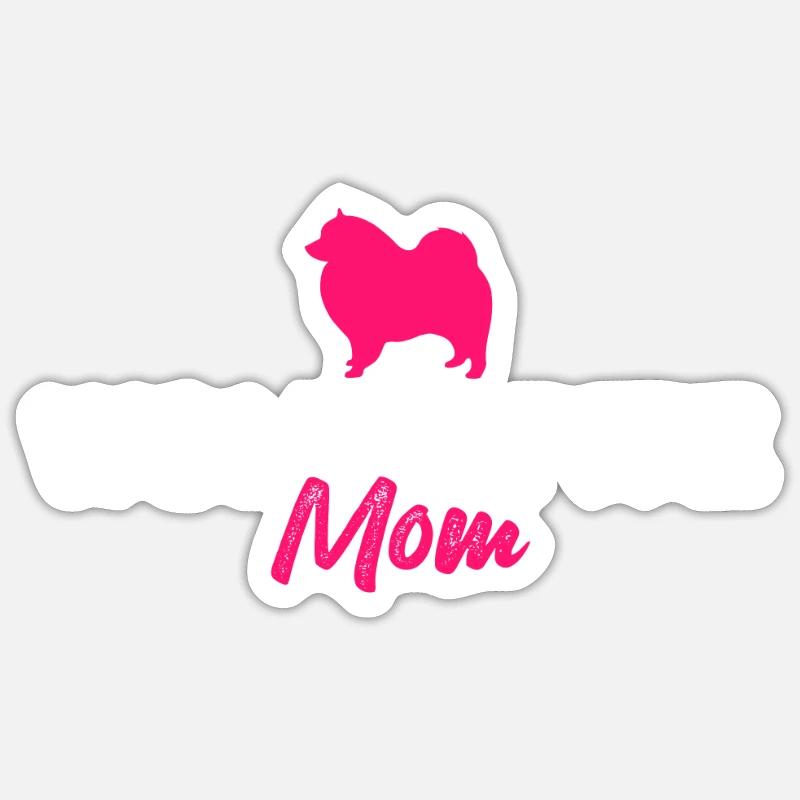 Wolfsspitz mom - Sticker Größe S (10 x 10 cm) - Mattweiß