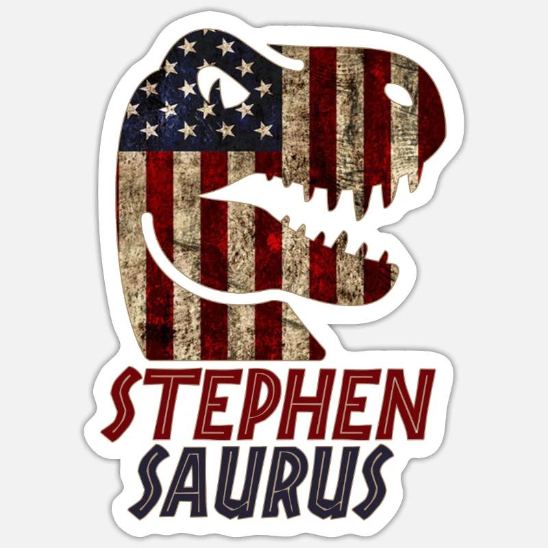 Patriotic Stephen Dinosaur Stephensaurus - Sticker Größe S (10 x 10 cm) - Mattweiß