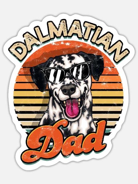 Dalmatinischer Vater - woof - Sticker Größe S (10 x 10 cm) - Mattweiß