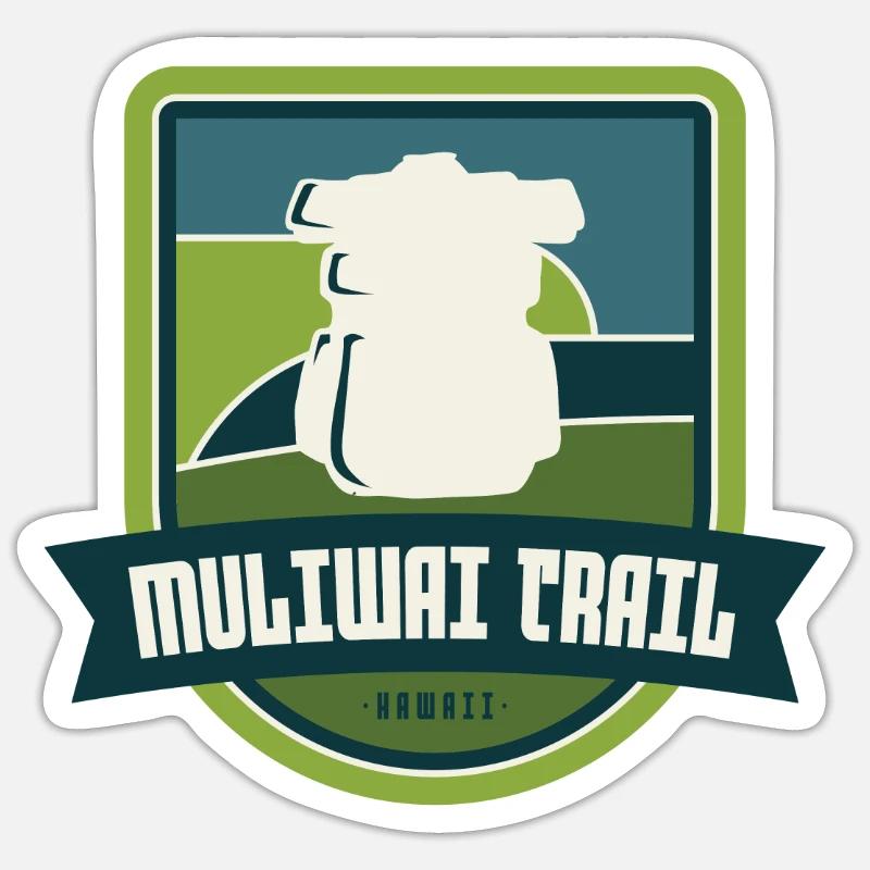 Muliwai Trail – Hawaï - Sticker taille S (10 x 10 cm) - blanc mat