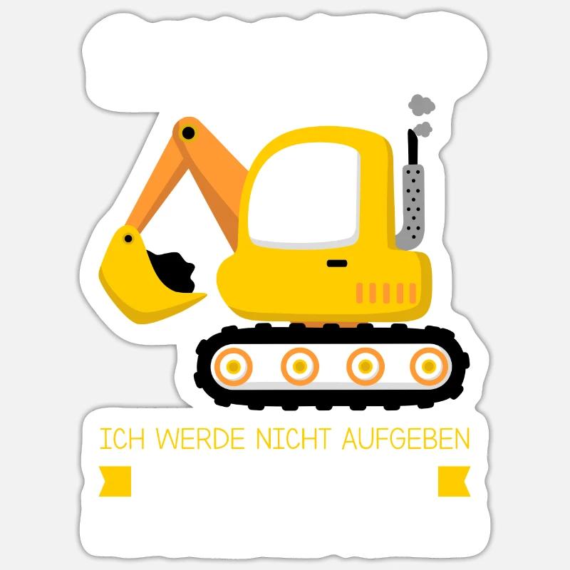 Schulkind Bagger Einschulung Geschenk Sticker Größe S (10 x 10 cm)