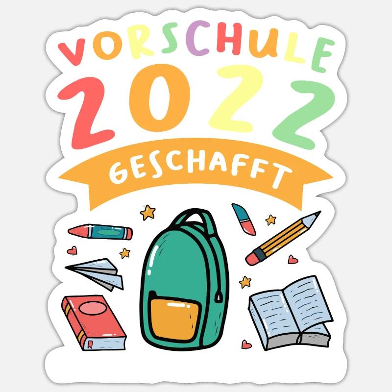 Vorschule 2022 Anfang Vorschüler Geschenk - Sticker Größe S (10 x 10 cm) - Mattweiß