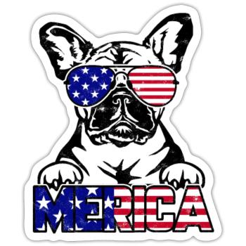 Merica - Hundeliebhaber - Sticker Größe S (10 x 10 cm) - Mattweiß - Vorne