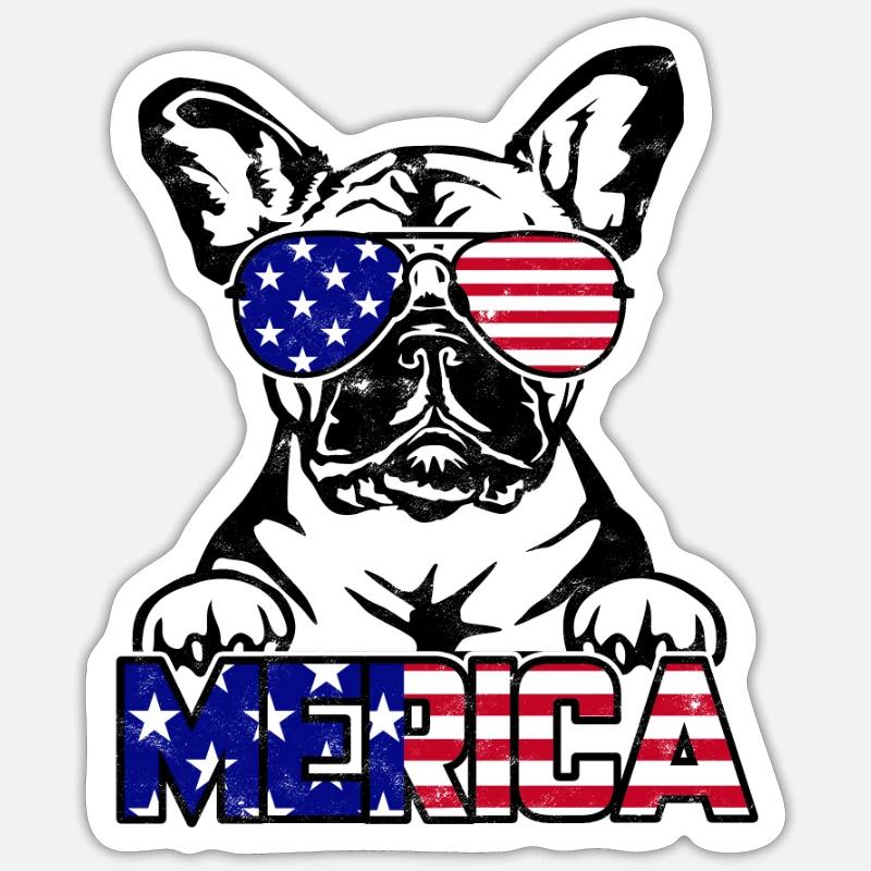 Merica - dog lover - Sticker size S (10 x 10 cm) - white matte