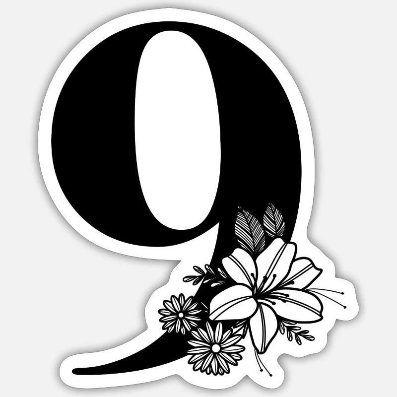 Number 9 - Sticker size S (10 x 10 cm) - white matte
