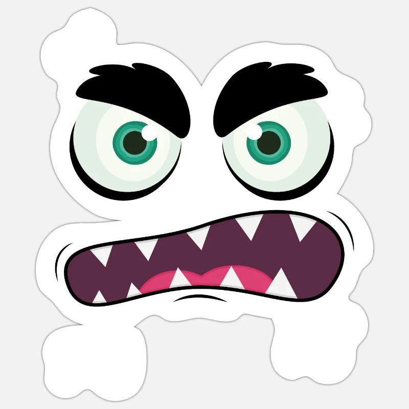 Monster Face 5 - Sticker taille S (10 x 10 cm) - blanc mat