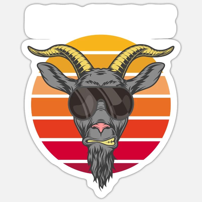 Bergziege Cool - Sticker Größe S (10 x 10 cm) - Mattweiß