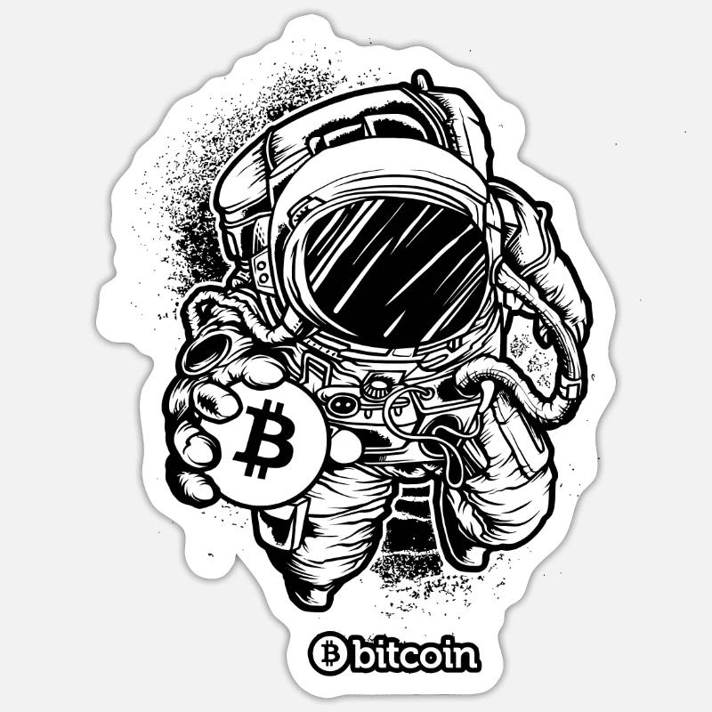 Astronaute bitcion - Sticker taille S (10 x 10 cm) - blanc mat