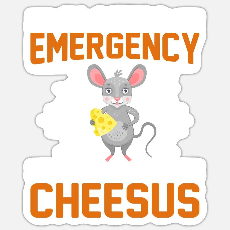Je prie le rat de Cheesu Drôle de jeu de mots sur la souris - Sticker taille S (10 x 10 cm) - blanc mat