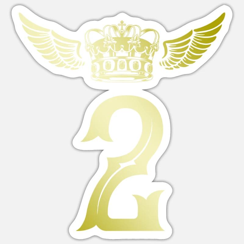 2 Zahl Krone - Sticker Größe S (10 x 10 cm) - Mattweiß
