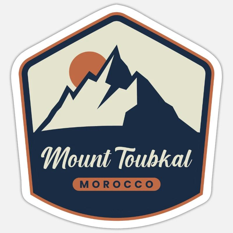 Mont Toubkal - Maroc - Sticker taille S (10 x 10 cm) - blanc mat
