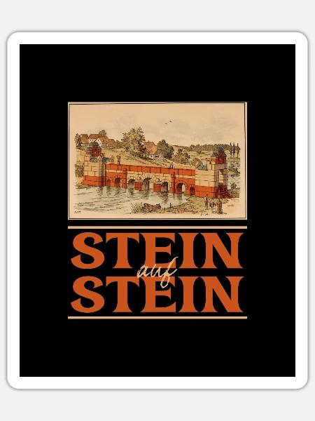 Stein auf Stein - Bausteine - Brücke - Sticker Größe S (10 x 10 cm) - Mattweiß