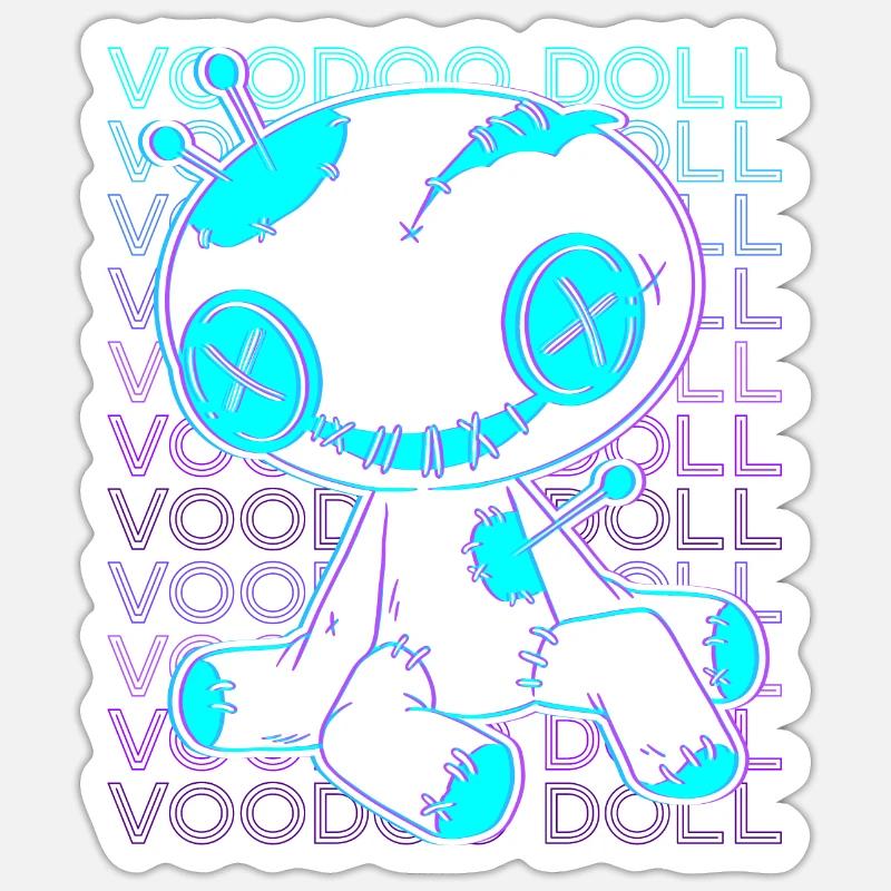 Voodoo Doll Witchcraft Retro - Sticker taille S (10 x 10 cm) - blanc mat