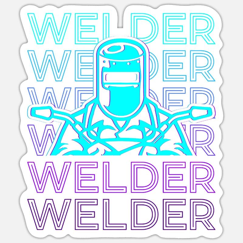 Welder Welding Welding Retro - Sticker size S (10 x 10 cm) - white matte