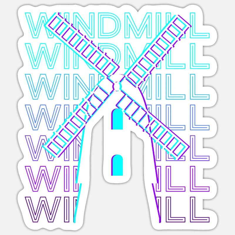 Moulin à vent Rétro - Sticker taille S (10 x 10 cm) - blanc mat