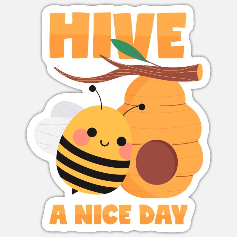 Bee Pun Have a Nice Day Sticker size S (10 x 10 cm)