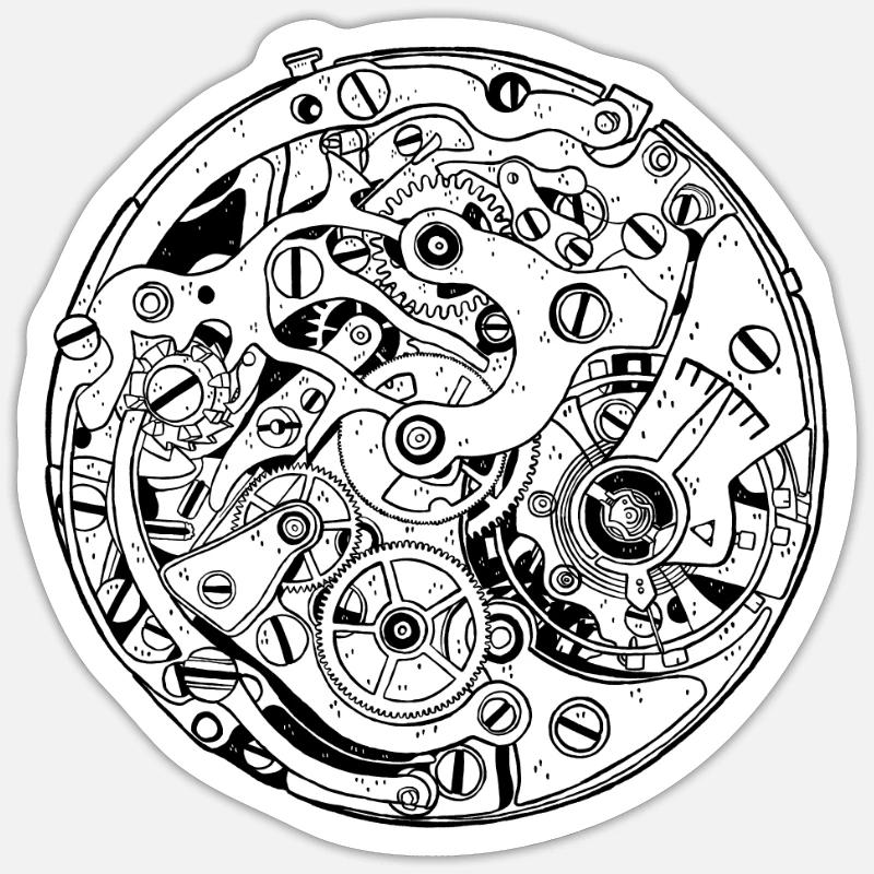 Movement Clock Mechanics - Sticker size S (10 x 10 cm) - white matte