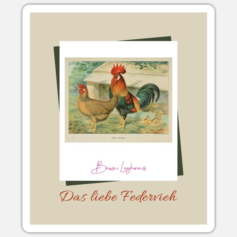 Das liebe Federvieh - Brown Leghorns Sticker Größe S (10 x 10 cm)